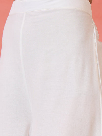 InWeave White Strappy Kurta Set Pink Patola Dupatta