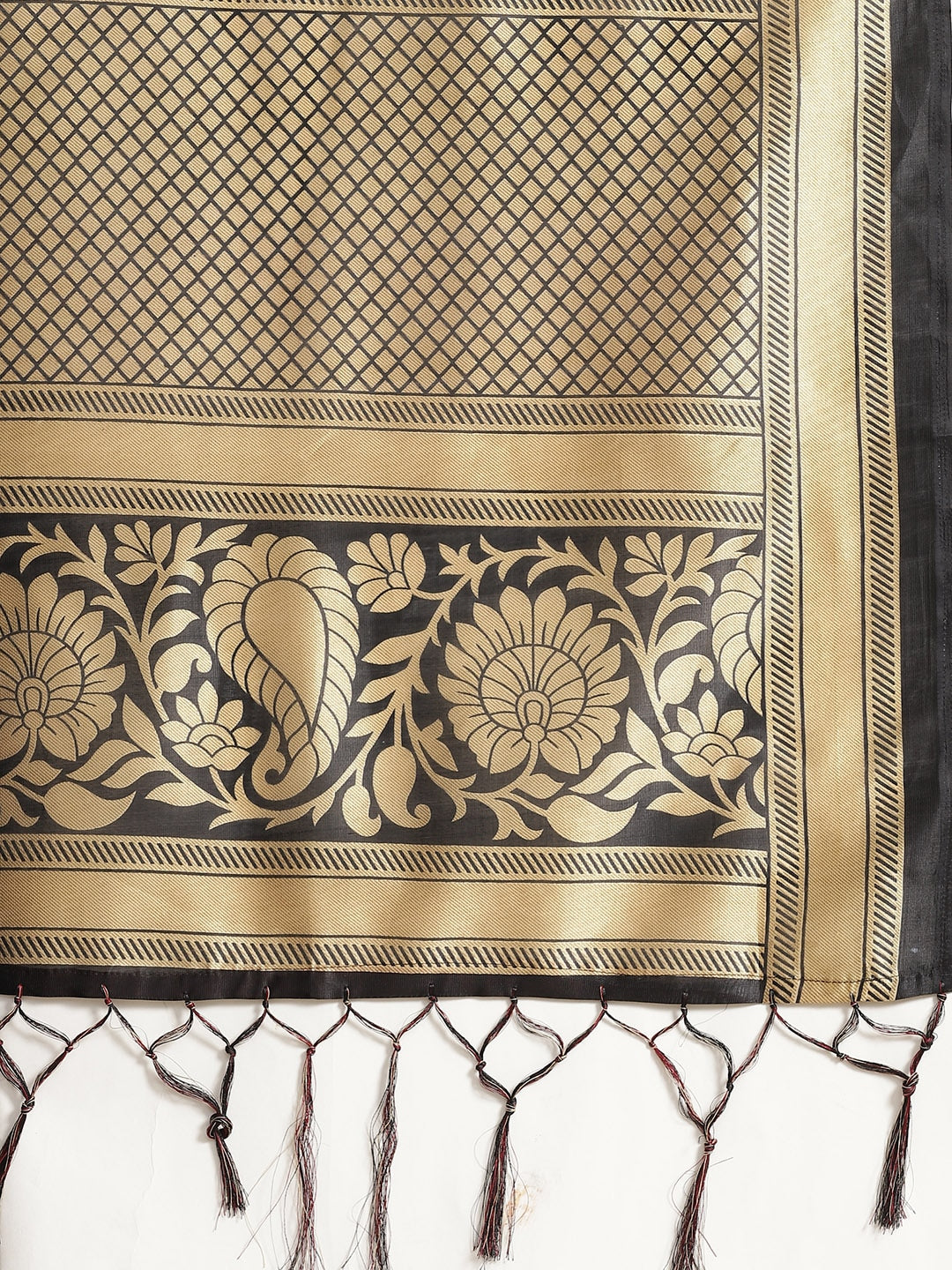 Saree Mall Black & Red Half & Half Printed Saree