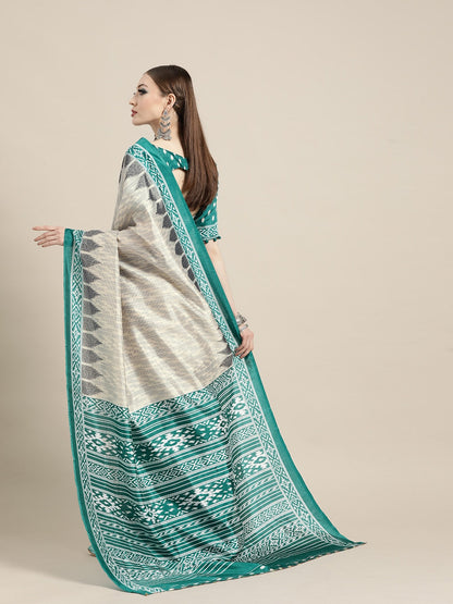 Saree Mall Geometric Silk Blend Saree with Printed border