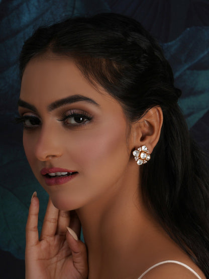 Kundan Studs (Gold) - Ruby Raang