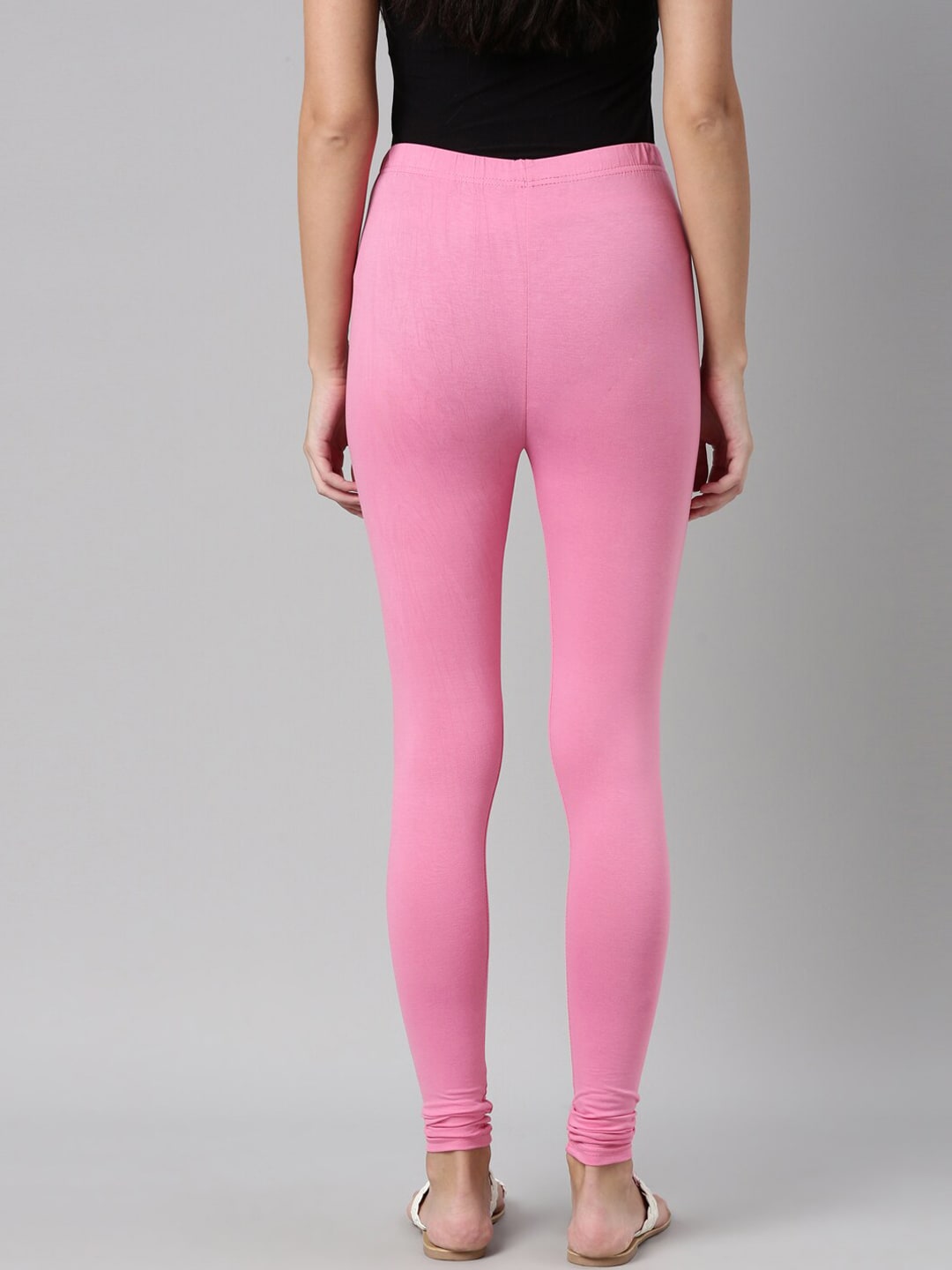 Souchii Pink Solid Slim-Fit Churidar-Length Leggings