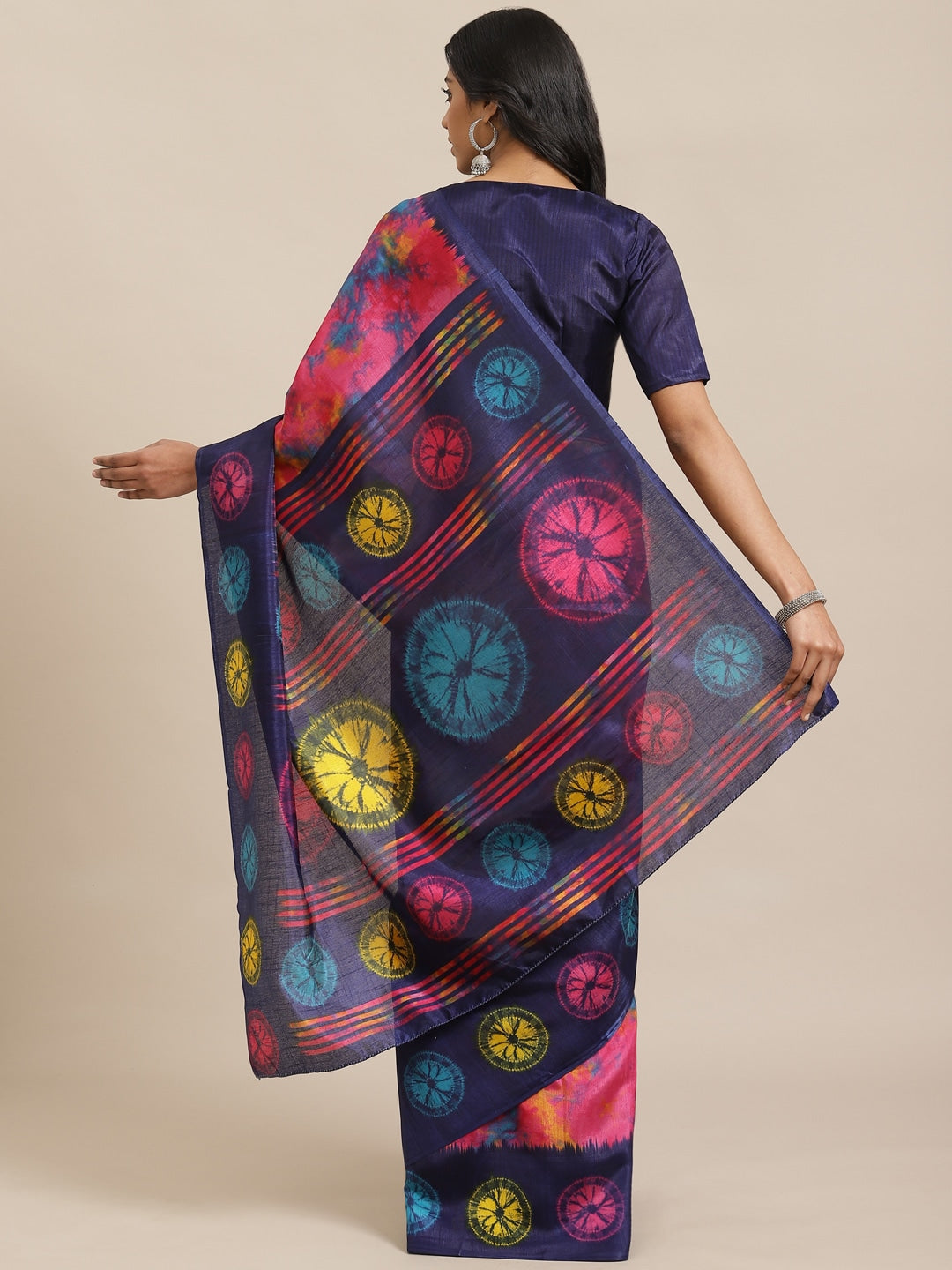 Saree Mall Pink & Blue Dyed Saree