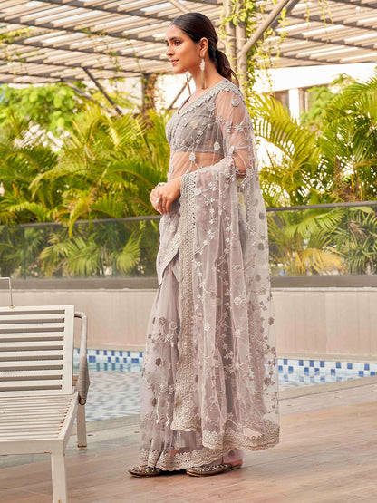 Tikhi Imli Embroidered Net Heavy Work Saree