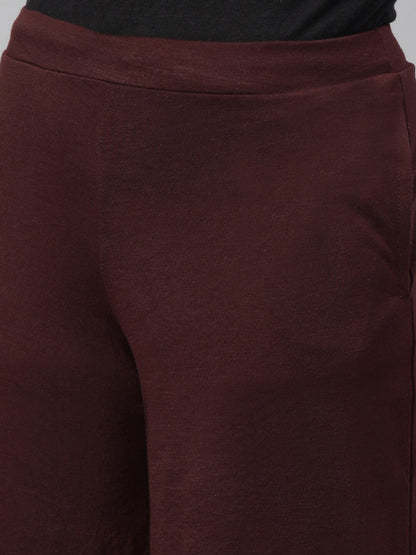 Souchii Women Brown Knitted Palazzos