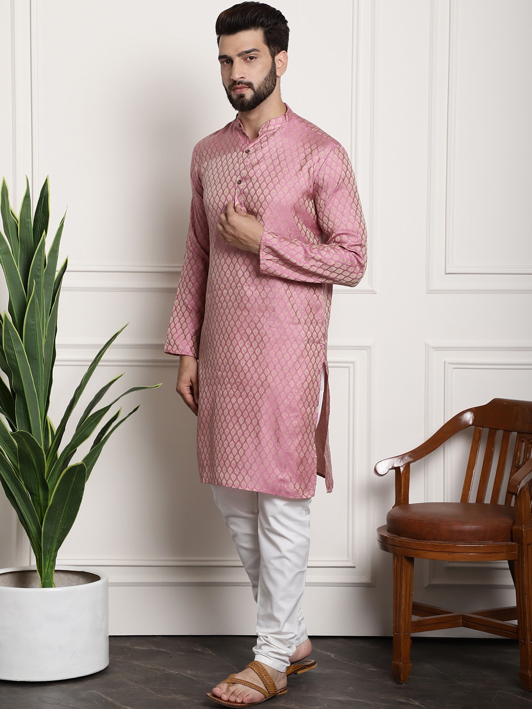 Sojanya Ethnic Motifs Woven Design Straight Kurta With Churidar