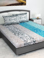Divine Casa Blue & Grey Ethnic Motifs 120 TC Bedsheet with Pillow Covers