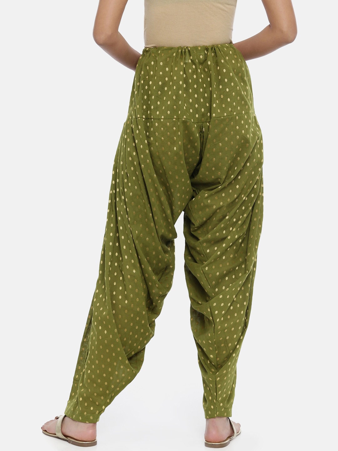 Souchii Olive Green Woven Design Patiala