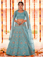 Myra Turquoise Organza Embroidered Designer Lehenga