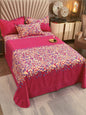 JC Collection Pink & Blue TC 240 Ethnic Motifs Cotton King Bedsheet with 2 Pillow Covers