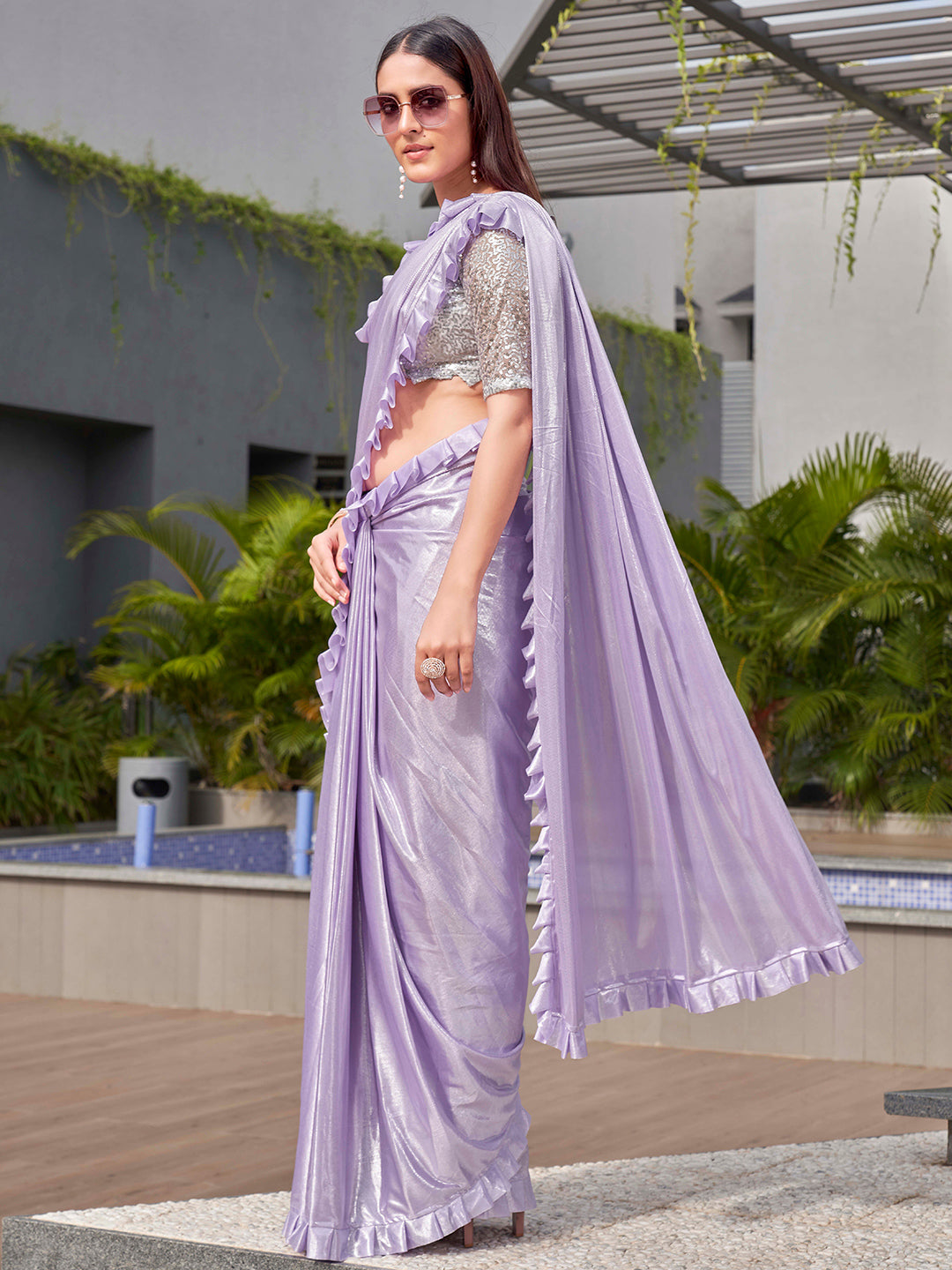Tikhi Imli Lavender Embellished Saree
