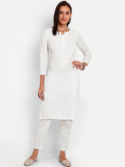 ADA Floral Embroidered Chikankari Kurta