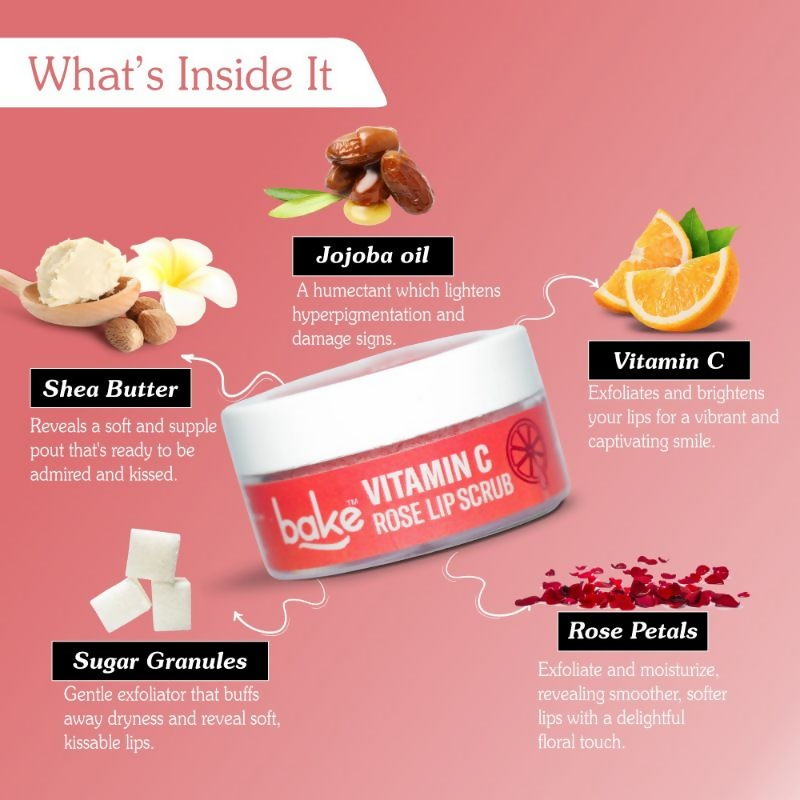 Bake Vitamin C Rose Lip Scrub For Dark Lips & Pigmentation