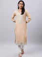 Souchii Beige & shifting sand Thread Work Grandeur & Majestic Artwork Kurta