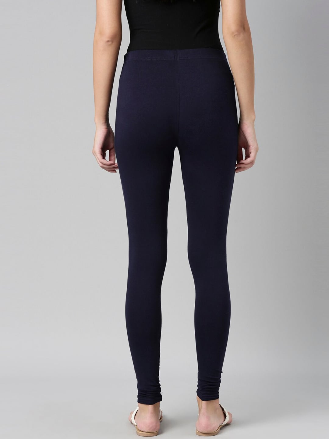 Souchii Navy Blue Solid Churidar Length Leggings