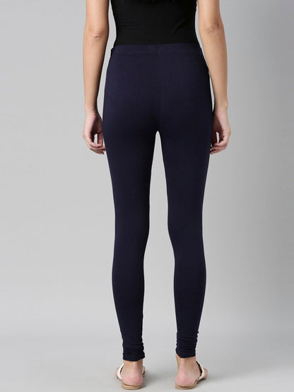 Souchii Navy Blue Solid Churidar Length Leggings