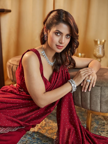 kasee Embellished Beads and Stones Silk Blend Saree