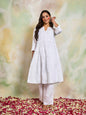 HOUSE OF KARI Women Notch Neck Floral Embroidered Chikankari Shadow Work Cotton Kurta