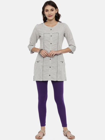 Souchii Violet Solid Slim-Fit Ankle-Length Leggings