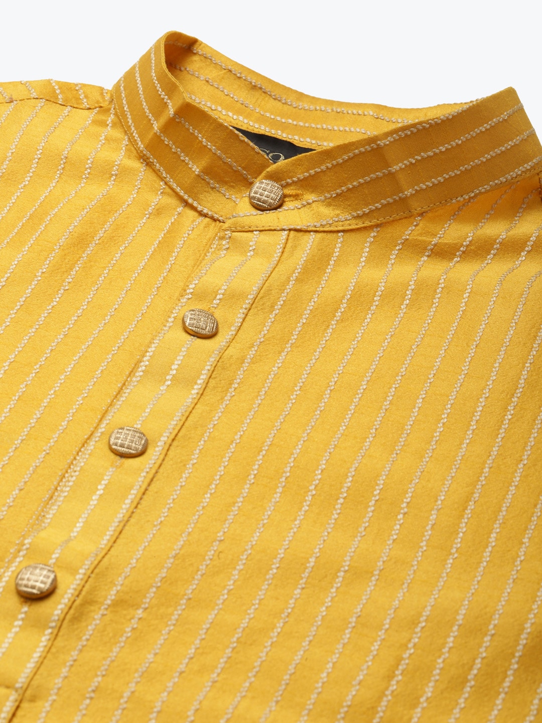 Sojanya Men Mustard Yellow Kurta with Churidar & Nehru Jacket