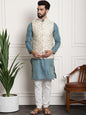 Sojanya Men Blue Ethnic Motifs Kurta with Pyjamas & Nehru Jacket