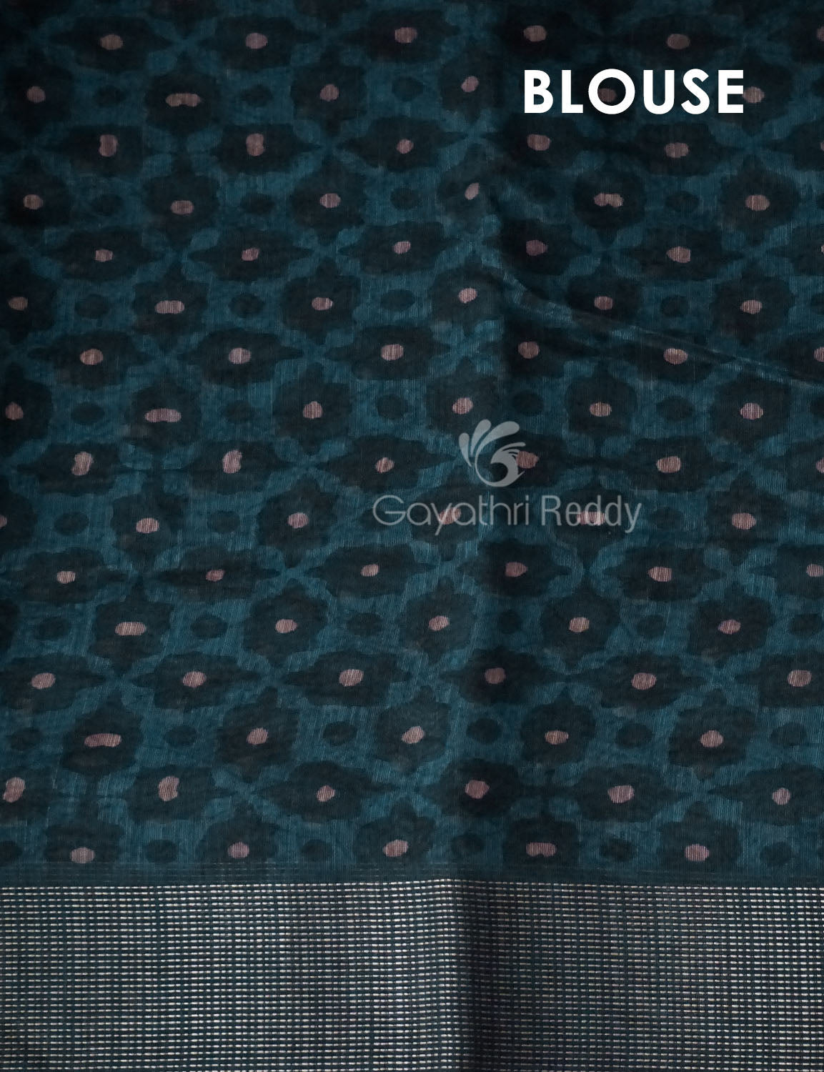 Light Green Lotus Print Semi Chanderi Saree By Gayathri Reddy Designer Studio