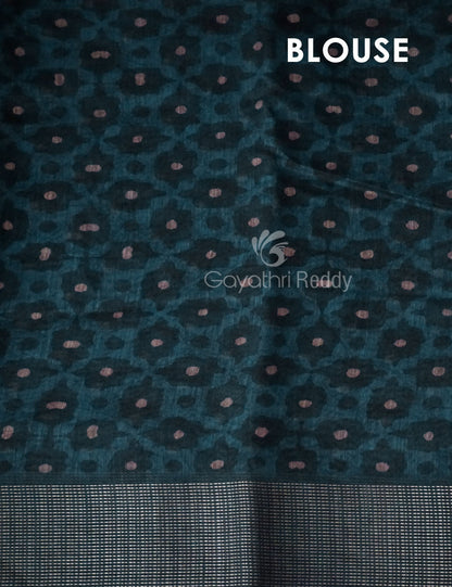 Light Green Lotus Print Semi Chanderi Saree By Gayathri Reddy Designer Studio