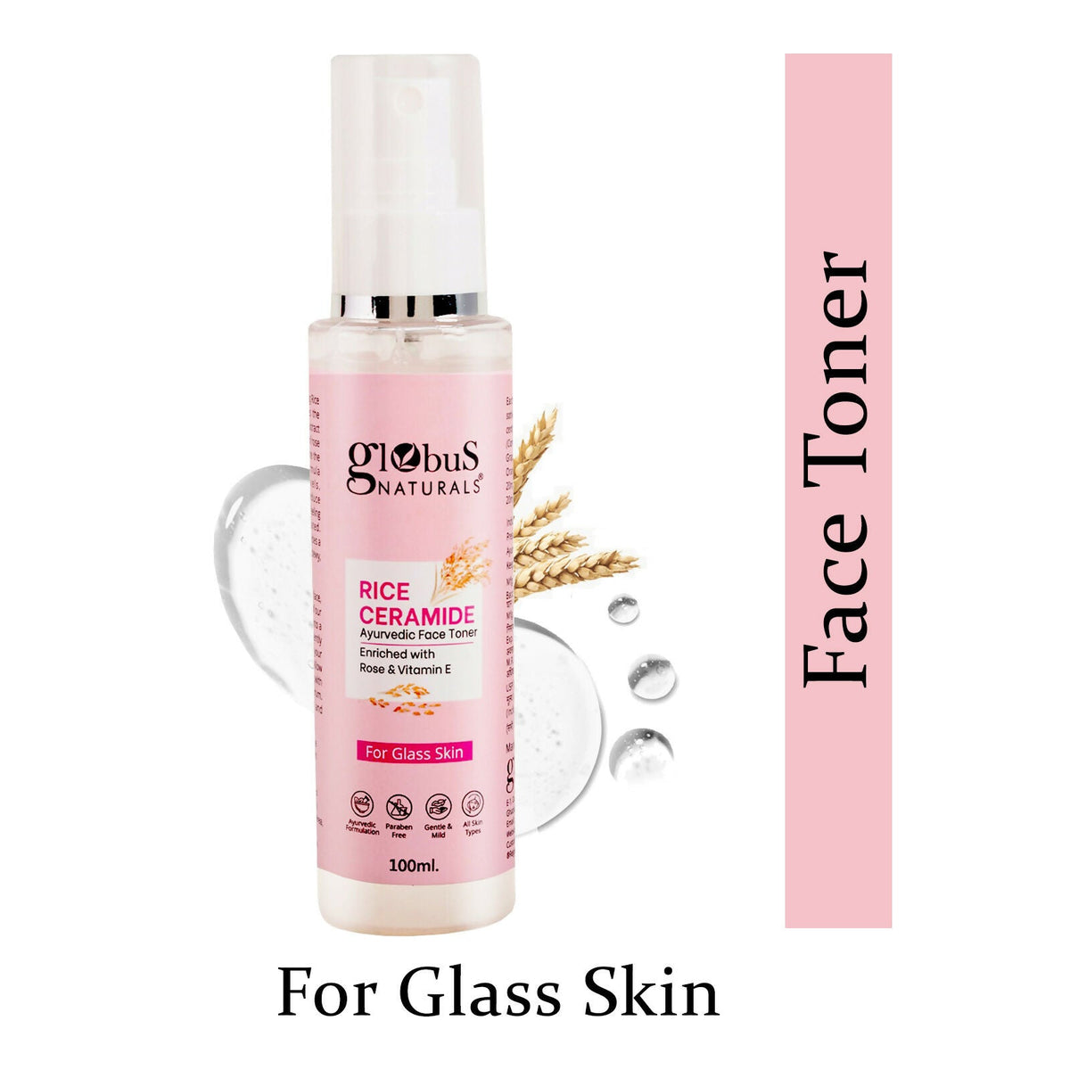 Globus Naturals Rice Ceramide Ayurvedic Face Toner, For Korean Glass Skin