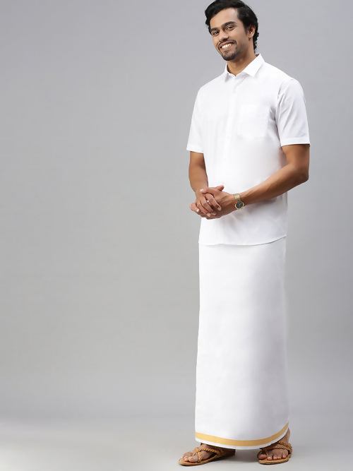 Ramraj Cotton Mens Half Sleeve White Shirt Plus Size - Breeze Cotton