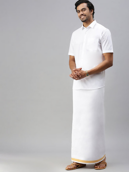 Ramraj Cotton Mens Half Sleeve White Shirt Plus Size - Breeze Cotton