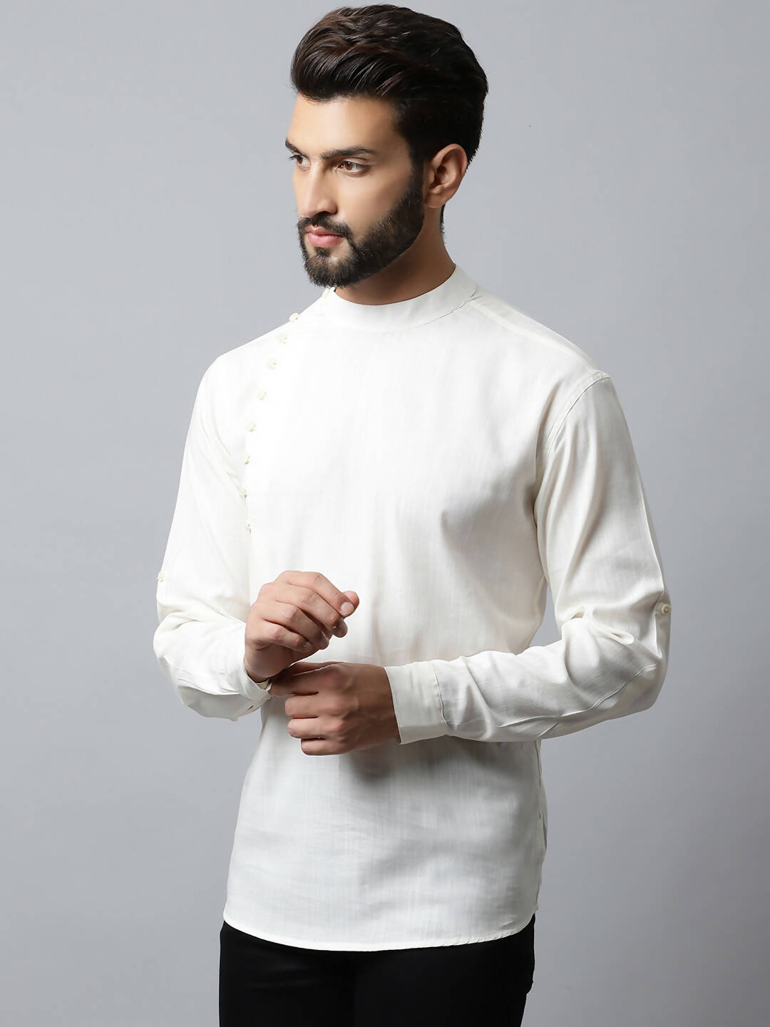 Even Apparels White Color Pure Cotton Men's Kurta With Side Placket (MMS135)