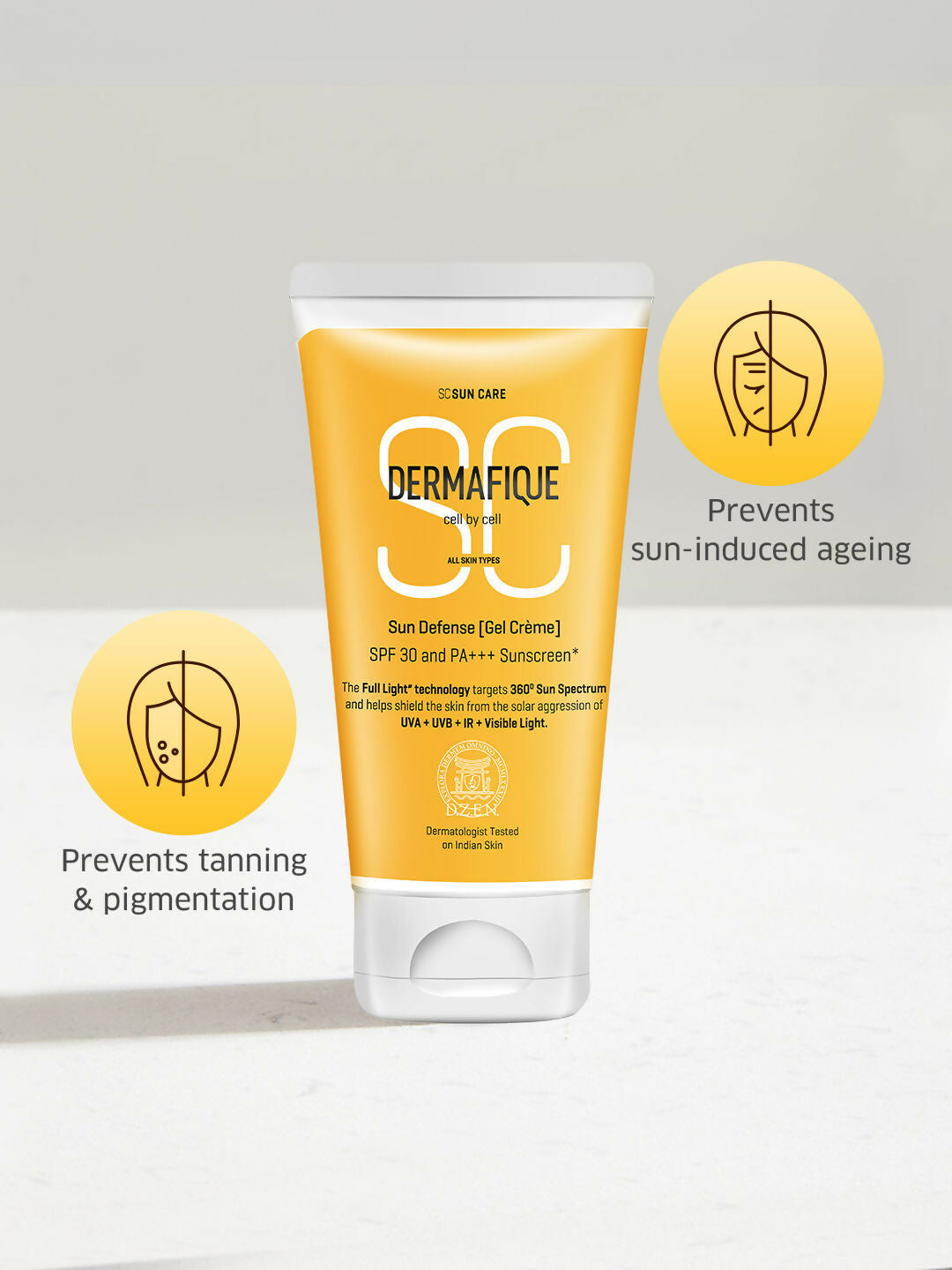 Dermafique Sun Defense Gel Creme SPF 30 Sunscreen, Prevents Tanning And Pigmentation