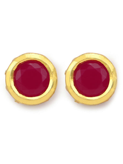 Maroon Circular Studs Earrings - Ruby Raang