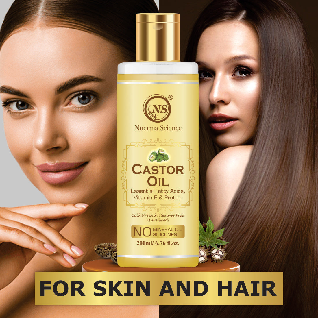 Nuerma Science Castor Oil For Skin & Body | Hydrating & Soothing Massage Oil
