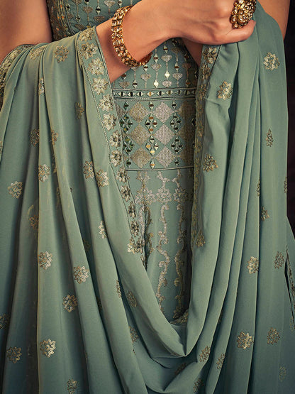 Myra Olive Real Georgette Designer Gown Style Suit