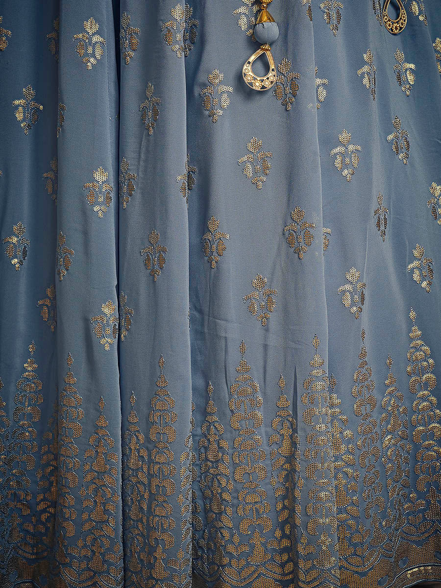 Myra Blue Real Georgette Designer Gown Style Suit