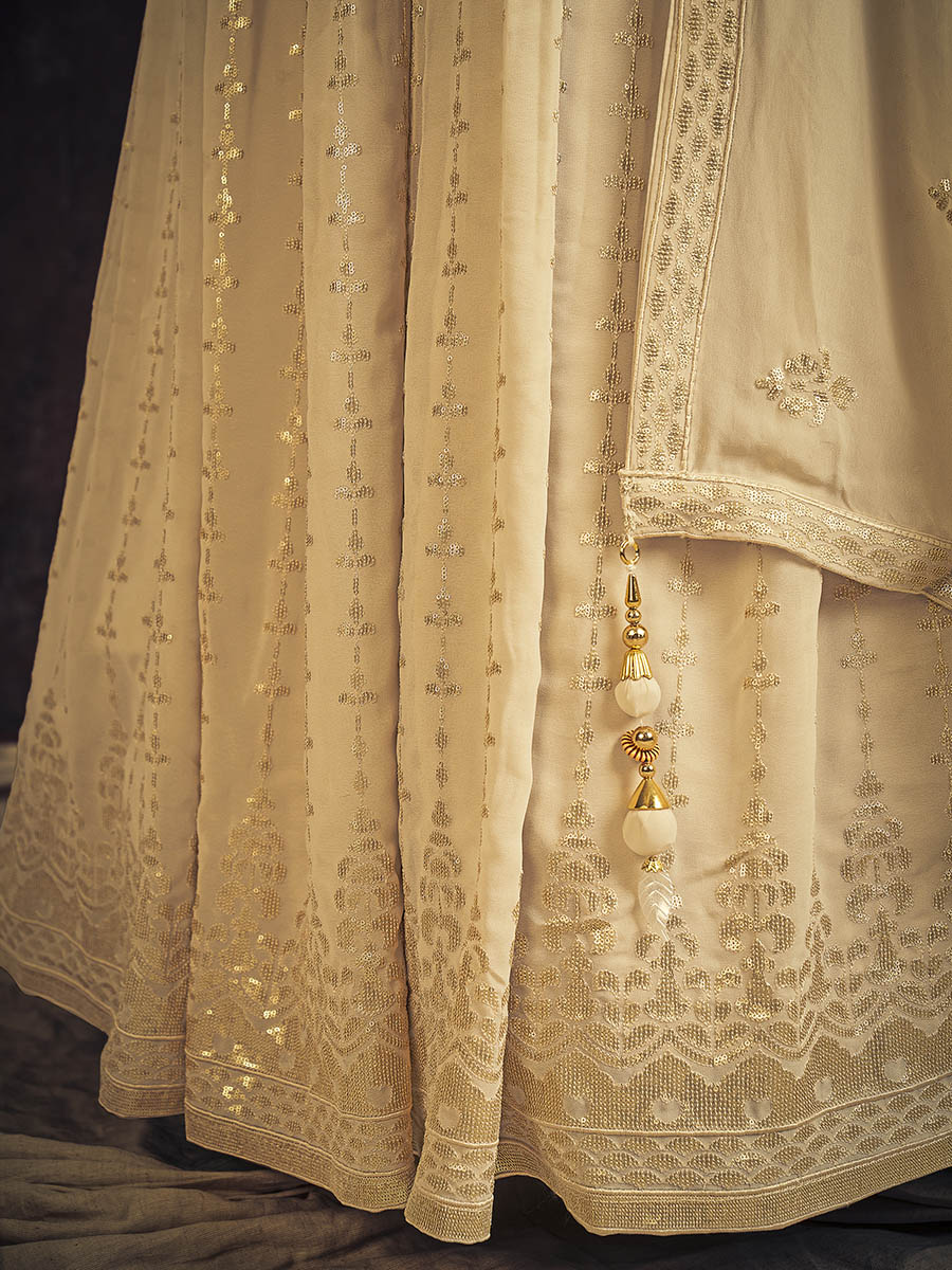 Myra Cream Real Georgette Designer Gown Style Suit