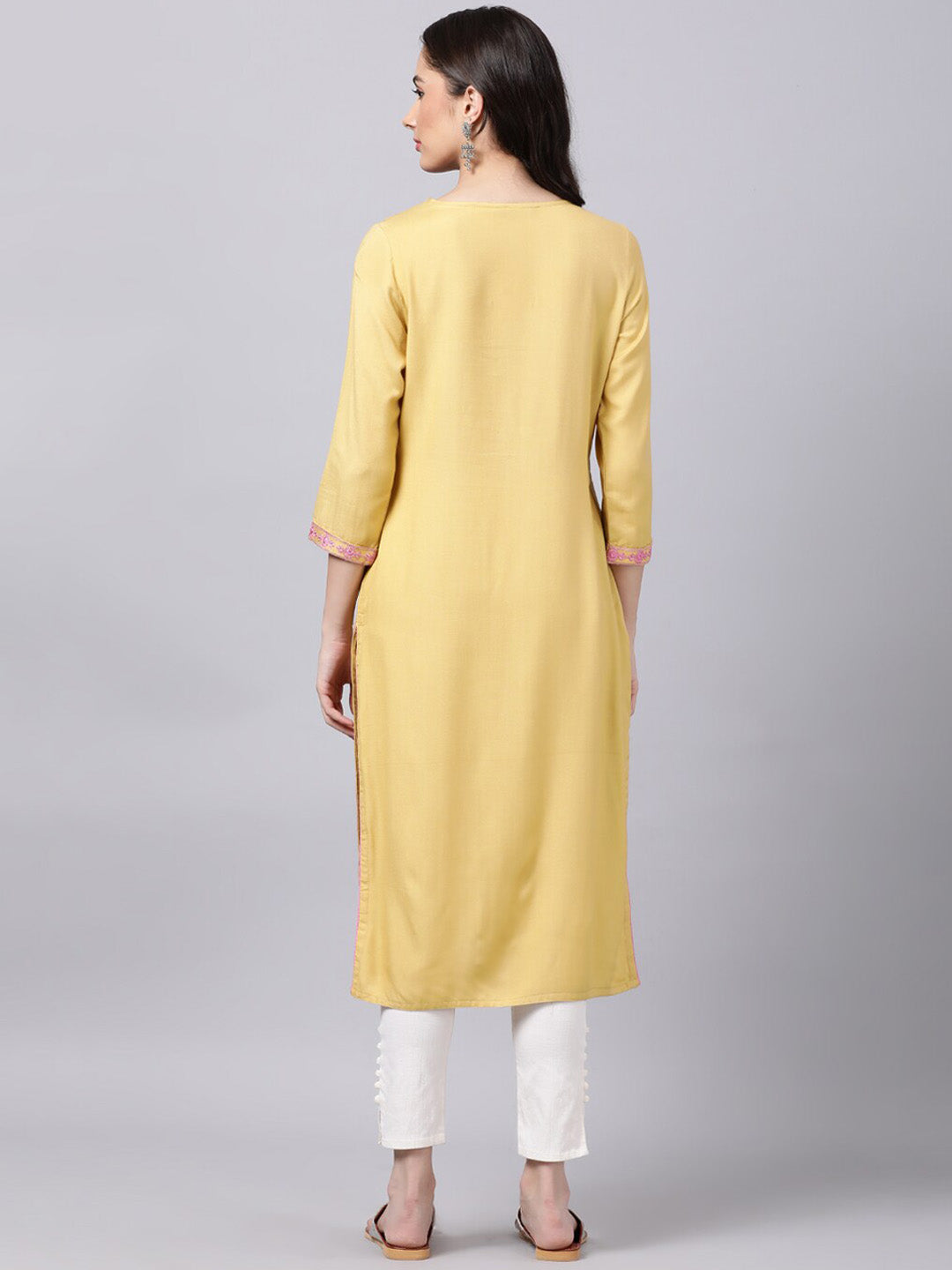 Souchii Women Blue Floral Yoke Design Grandeur & Majestic Artwork Kurta
