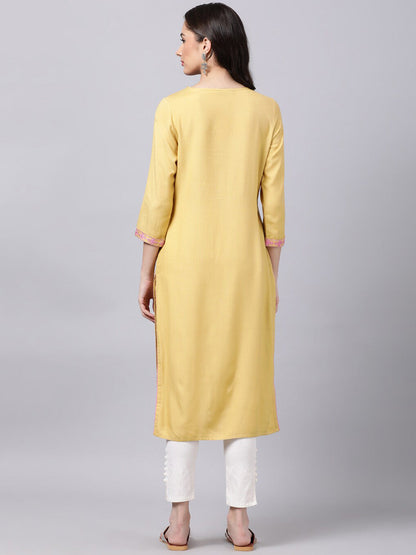 Souchii Women Blue Floral Yoke Design Grandeur & Majestic Artwork Kurta
