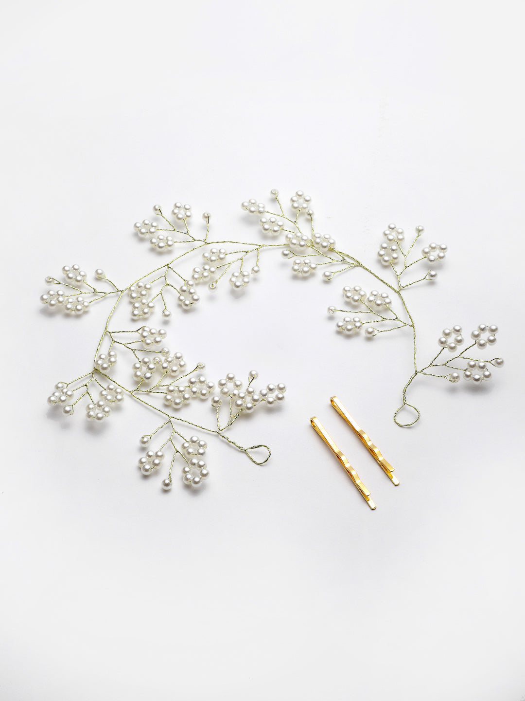 Panash Women Gold-Toned & White Beaded Tiara