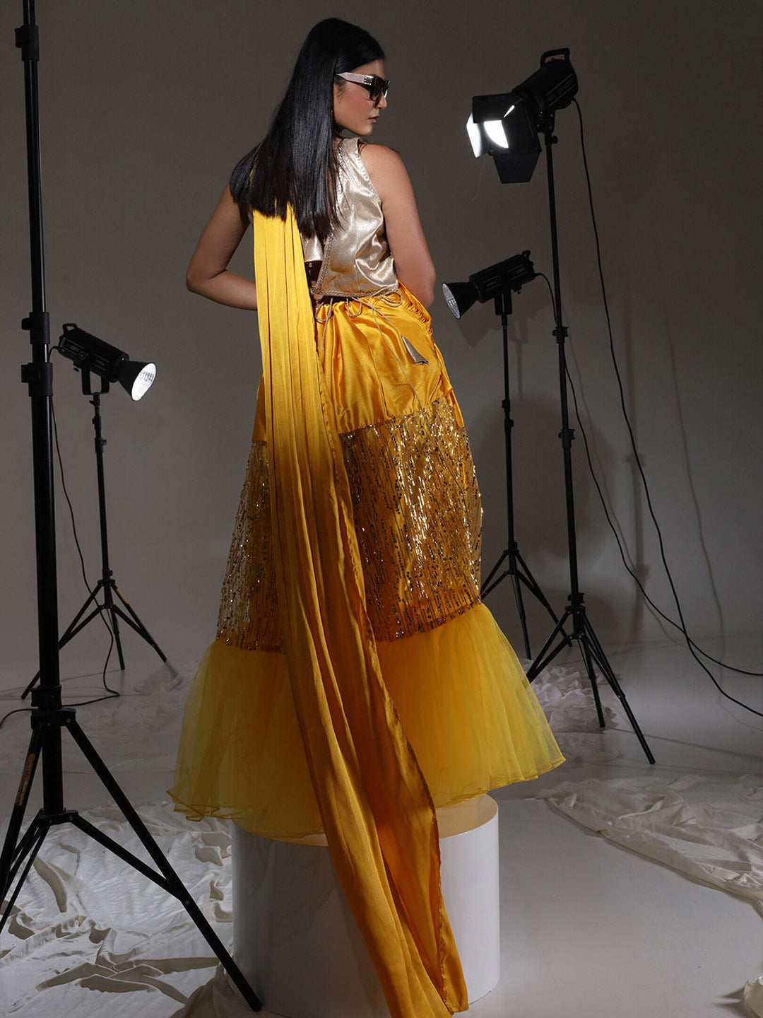 Tikhi Imli Satin embroidered Ready to Wear Saree