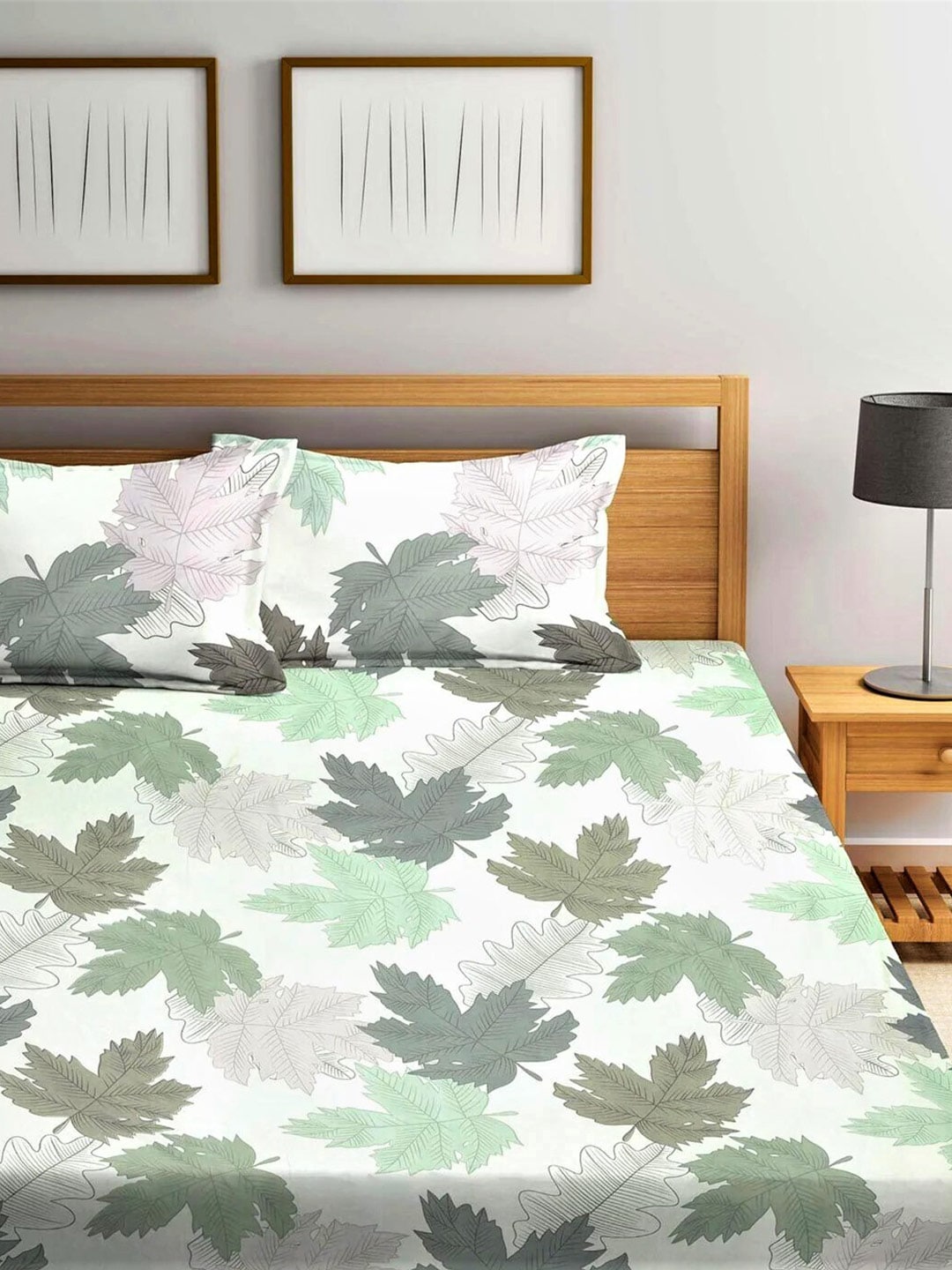 Home Sizzler Multicolour Printed 144 TC Bedsheet with Pillow Covers