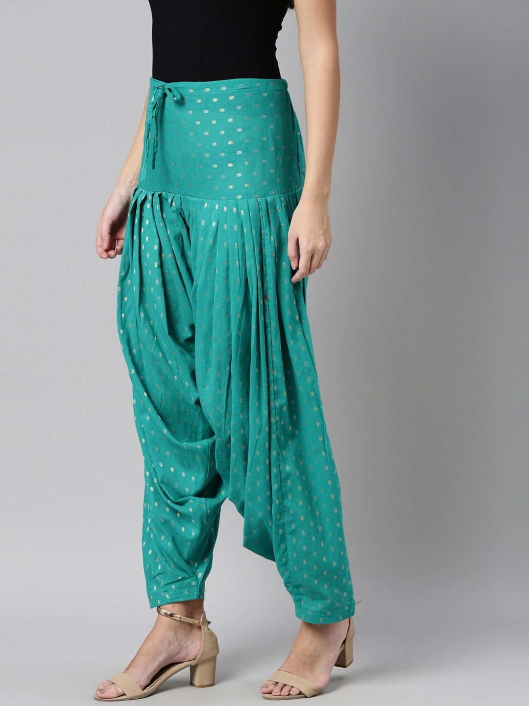 Souchii Sea Green Woven Design Pure Cotton Jacquard Patiala