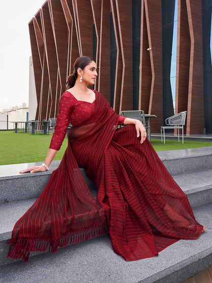Tikhi Imli Striped Ready to Wear Saree