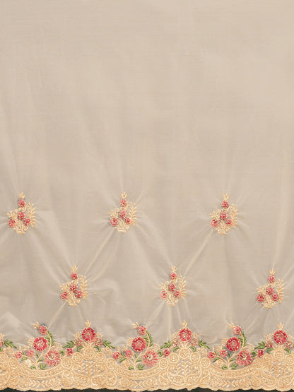Tikhi Imli Off-White & Gold-Coloured Net Embroidered Saree