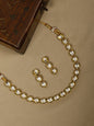 Gold-Polished Alloy Single Line Kundan Necklace Set - The Pari