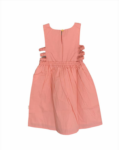 ArthLife Peach Pineapple Embroidered Dress