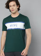 Alcis Men Green & White Typography Printed Slim Fit T-shirt
