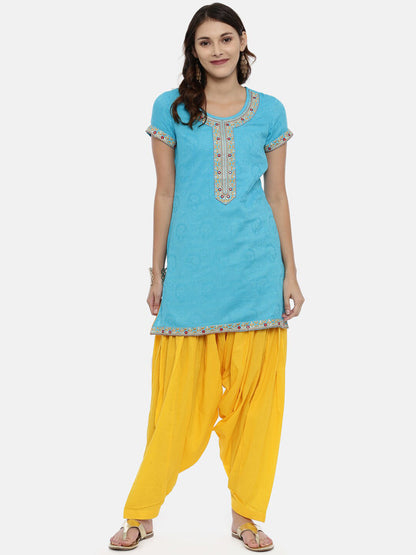 Souchii Women Blue Printed Floral Grandeur & Majestic Artwork Kurta
