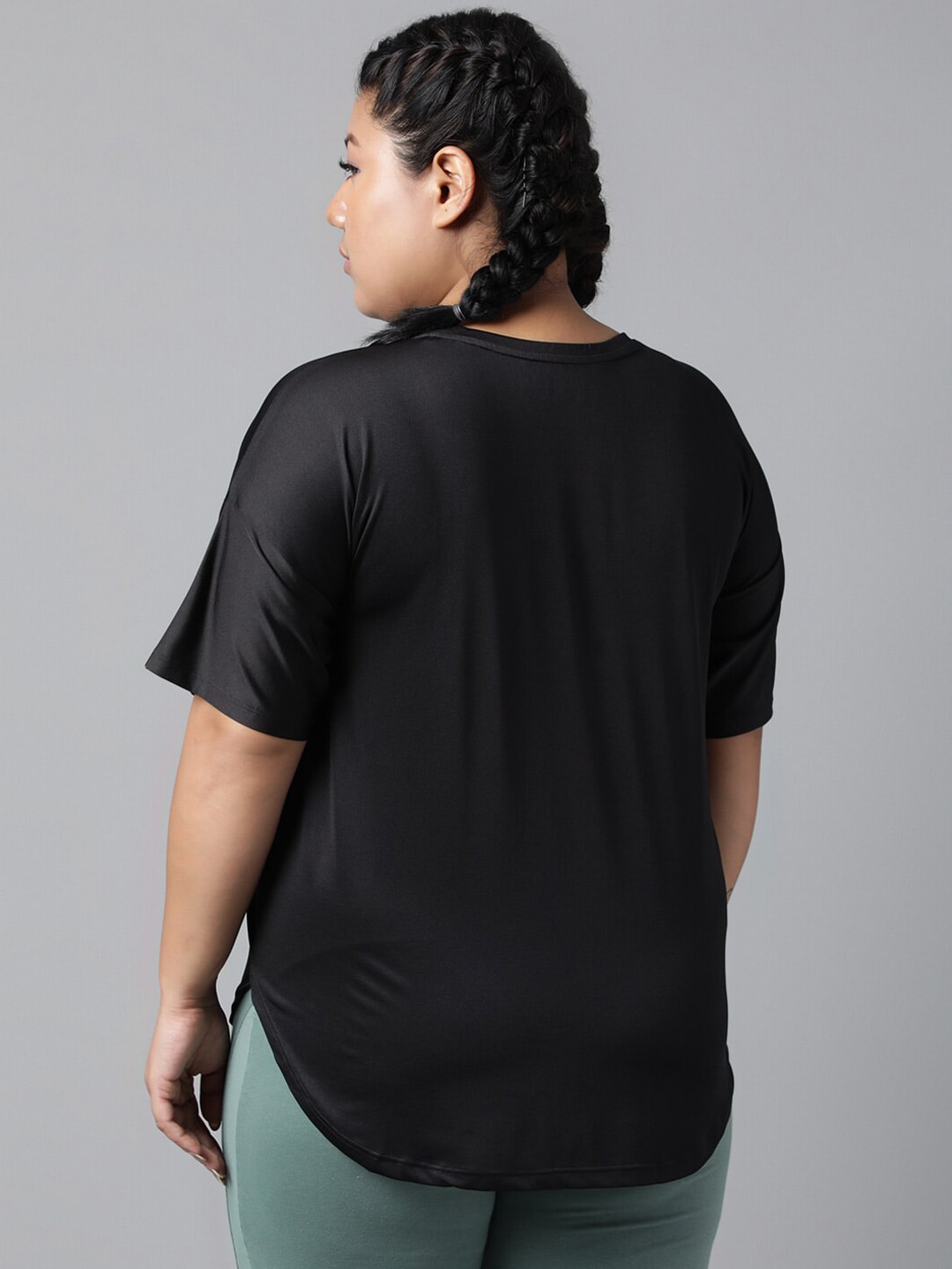 MKH Typography Printed Plus Size Drop Shoulder Sleeves Relaxed Fit Dri-FIT Sports T-shirt