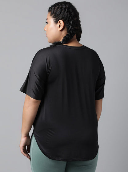 MKH Typography Printed Plus Size Drop Shoulder Sleeves Relaxed Fit Dri-FIT Sports T-shirt